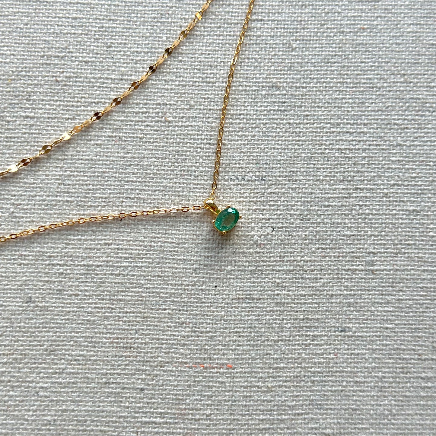 Emerald May Birthstone Double Layer Gold-plated Necklace