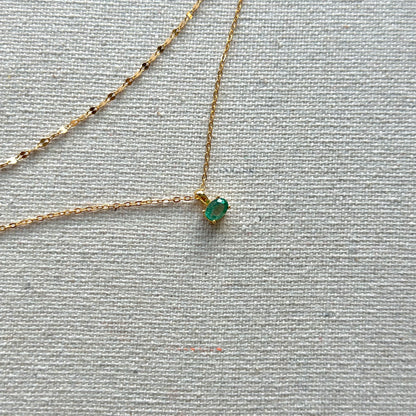 Emerald May Birthstone Double Layer Gold-plated Necklace