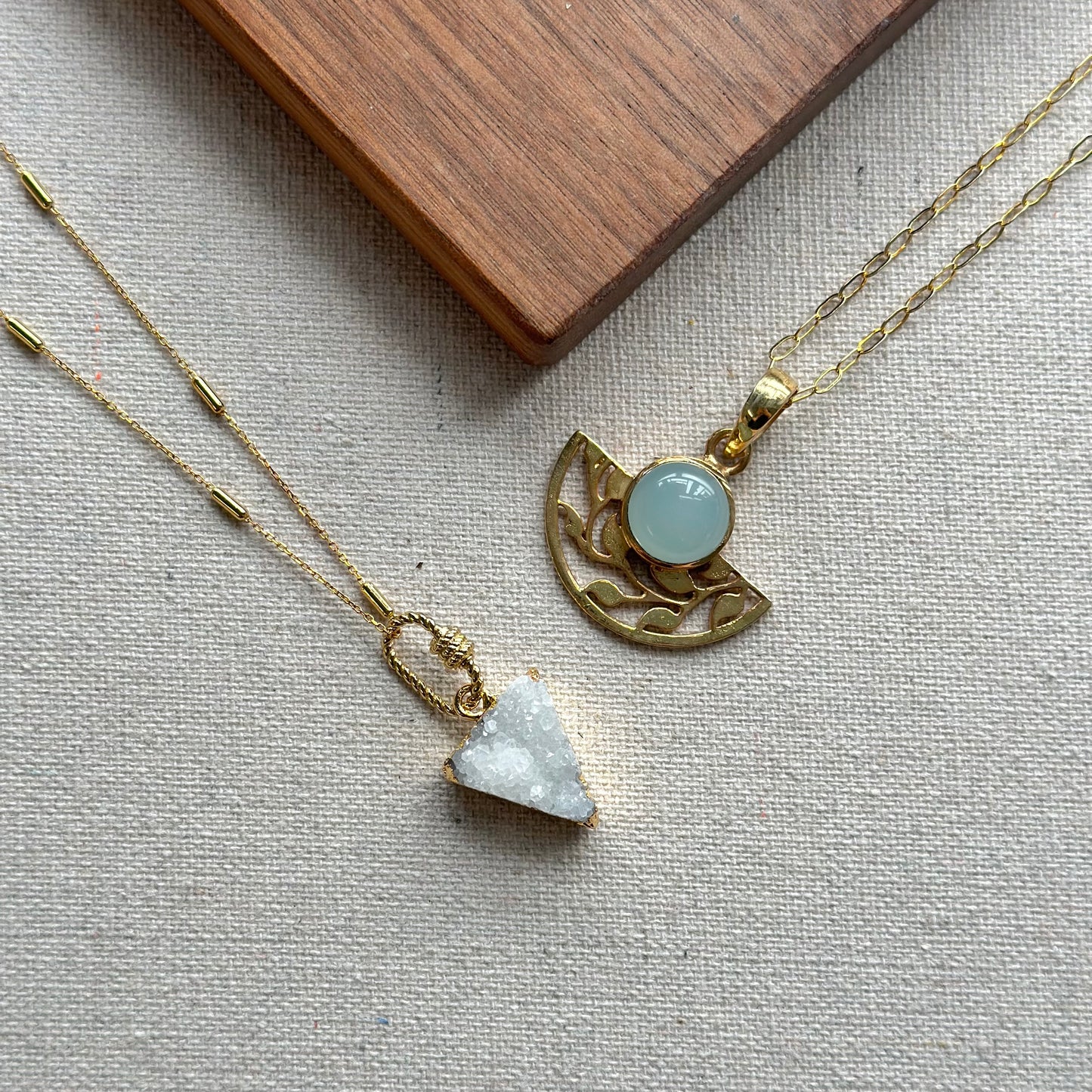 Druzy Triangle Gold-plated Sterling Silver Necklace