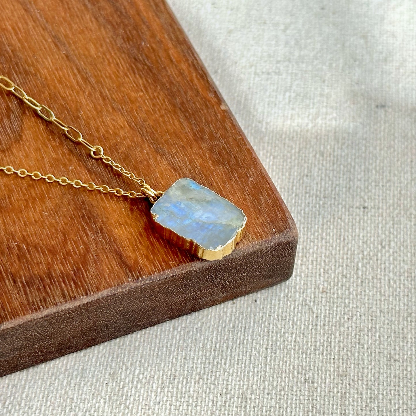 Moonstone Asymmetric Gold-plated Sterling Silver Necklace