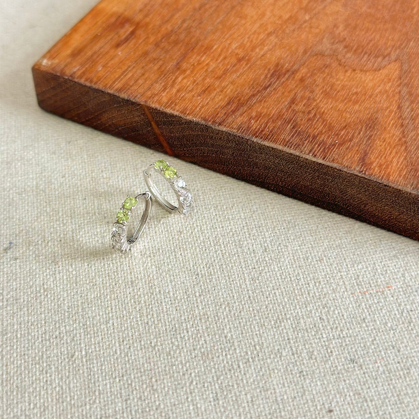 Peridot Mixed White Topaz Sterling Silver Ear Hoop