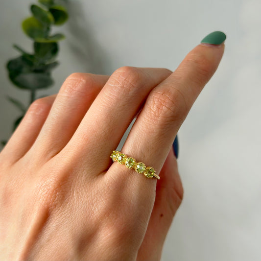 Peridot August Birthstone Eternity Adjustable Gold-plated Sterling Silver Ring