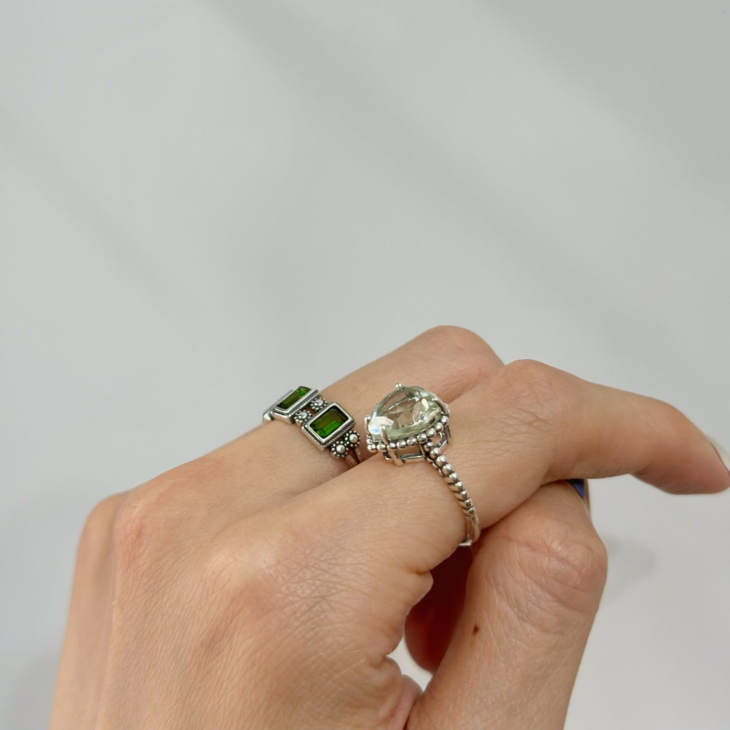 Diopside Eternity Adjustable Sterling Silver Ring