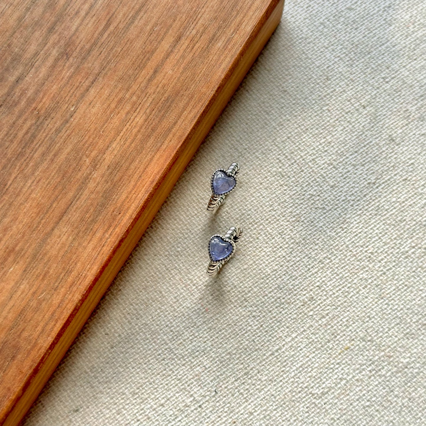 Tanzanite Heart Cabochon Sterling Silver Ear Hoop