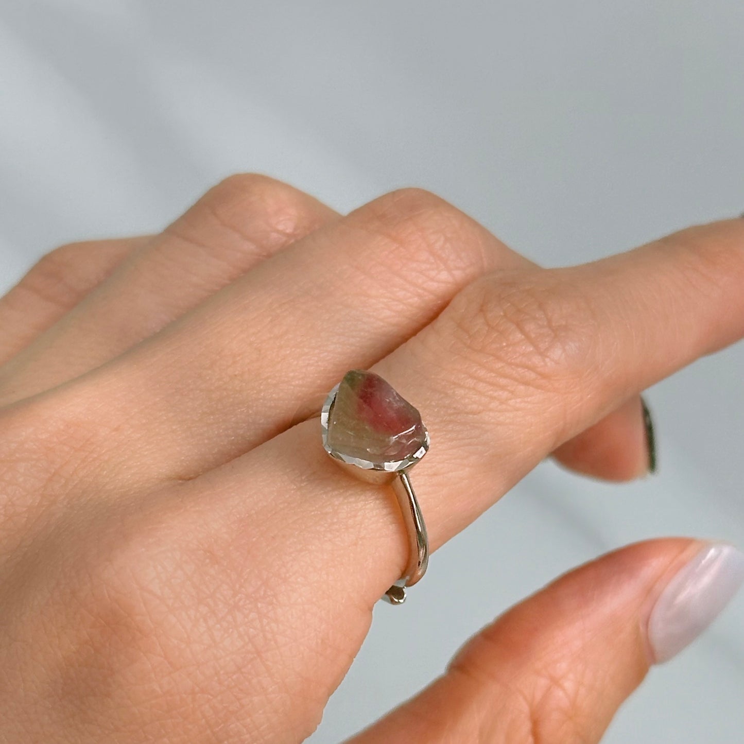 Watermelon Tourmaline Sterling Silver Ring