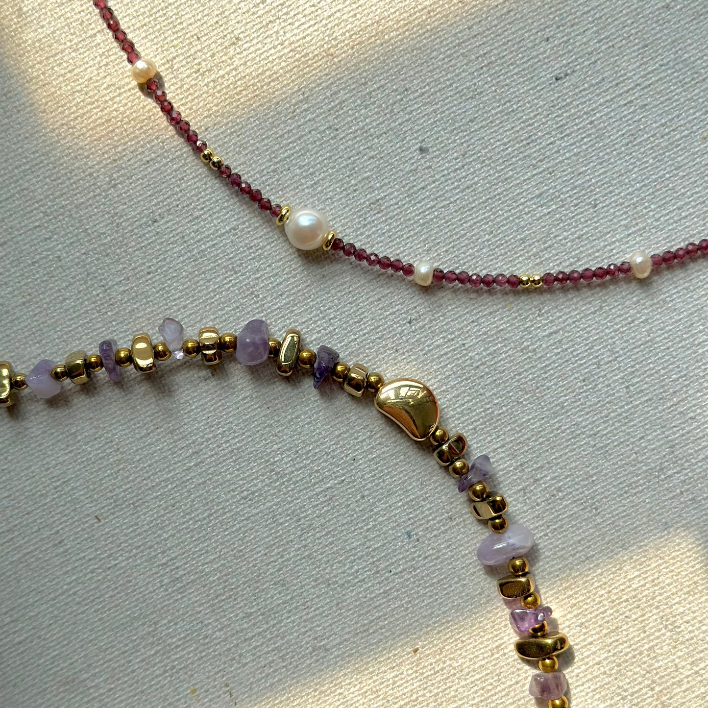 Amethyst And Gold-plated Beaded Bracelet