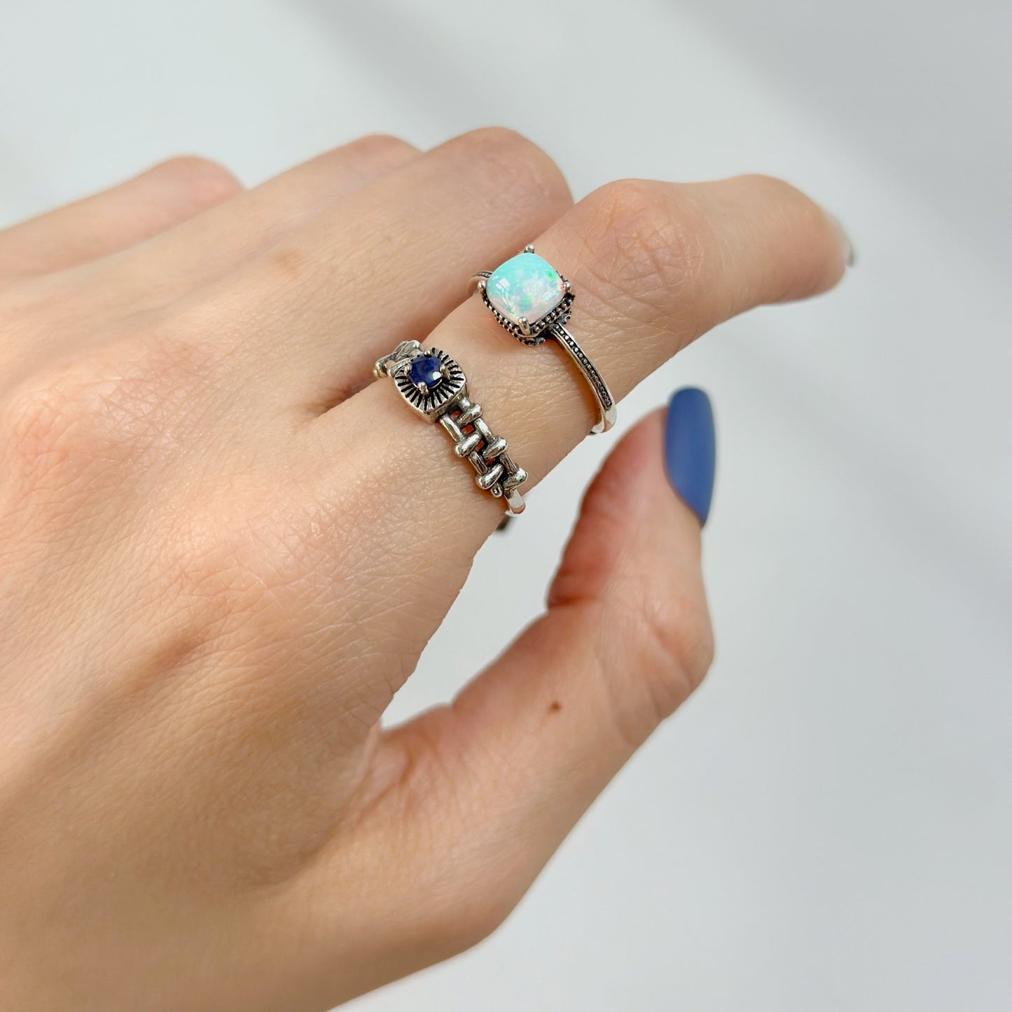 Sapphire Woven Cutout Adjustable Sterling Silver Ring