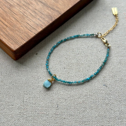 Apatite And Druzy Beaded Bracelet