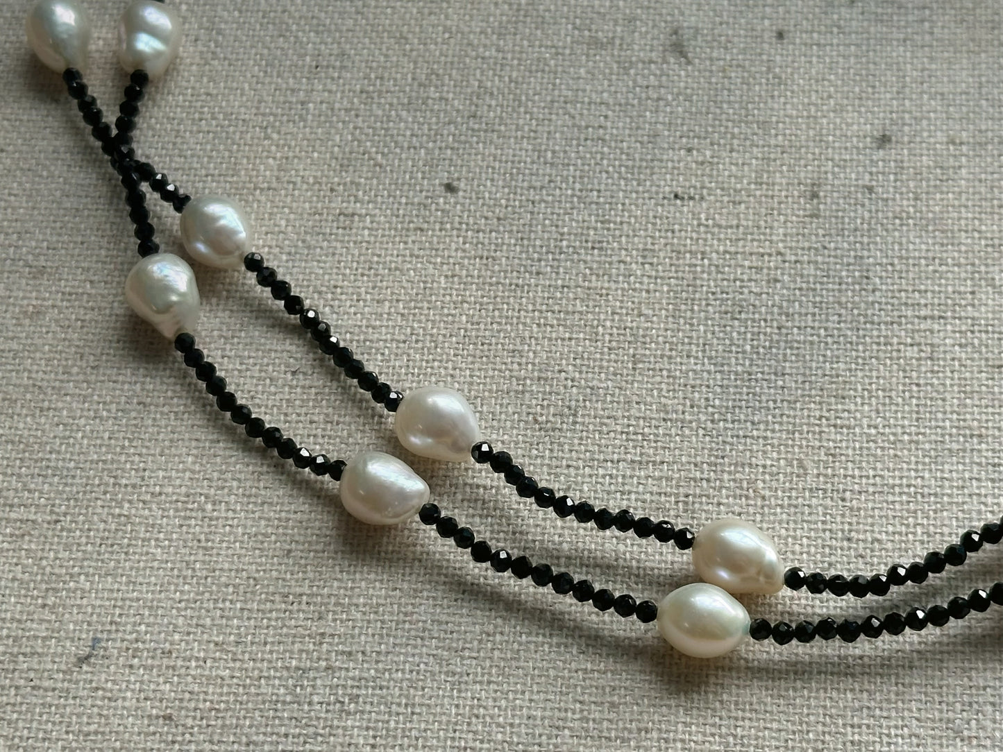 Multi-way Black Spinel And Freshwater Pearl Beaded Long Necklace