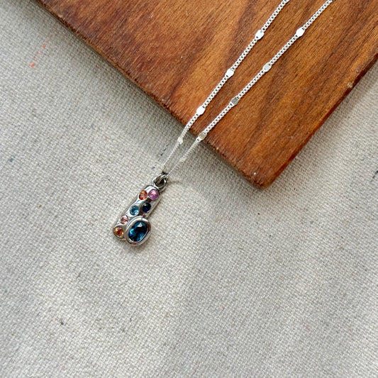 London Topaz And Multi Sapphire Sterling Silver Necklace