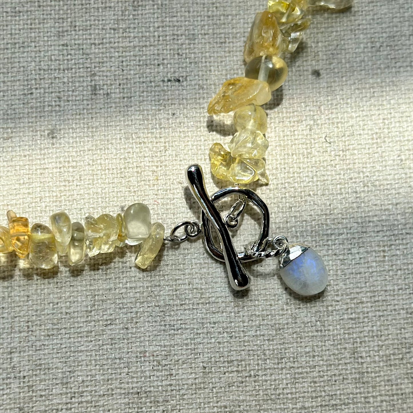 Citrine Beaded And Moonstone Hoop Toggle Necklace