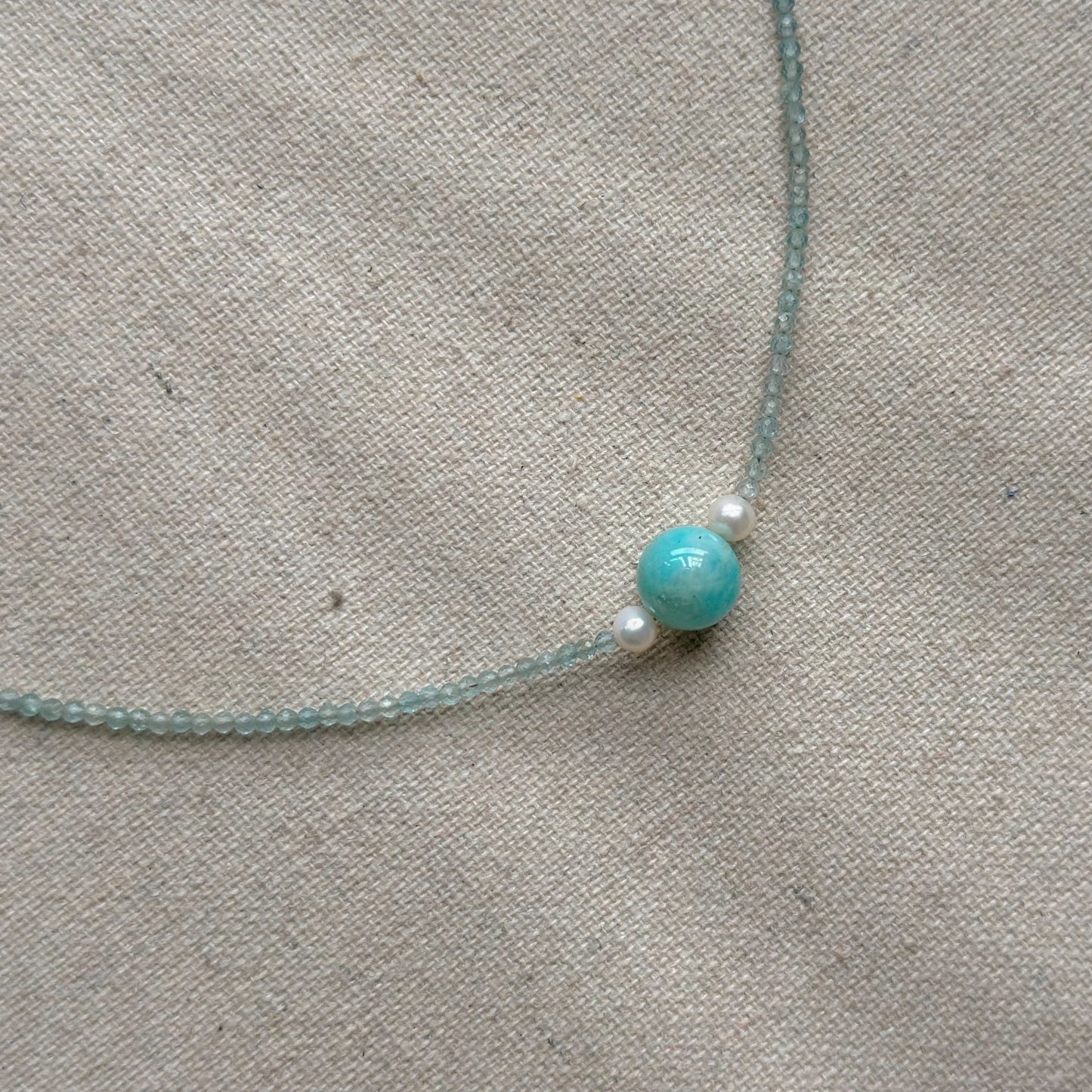 Amazonite And Freshwater Pearl Beaded Necklace