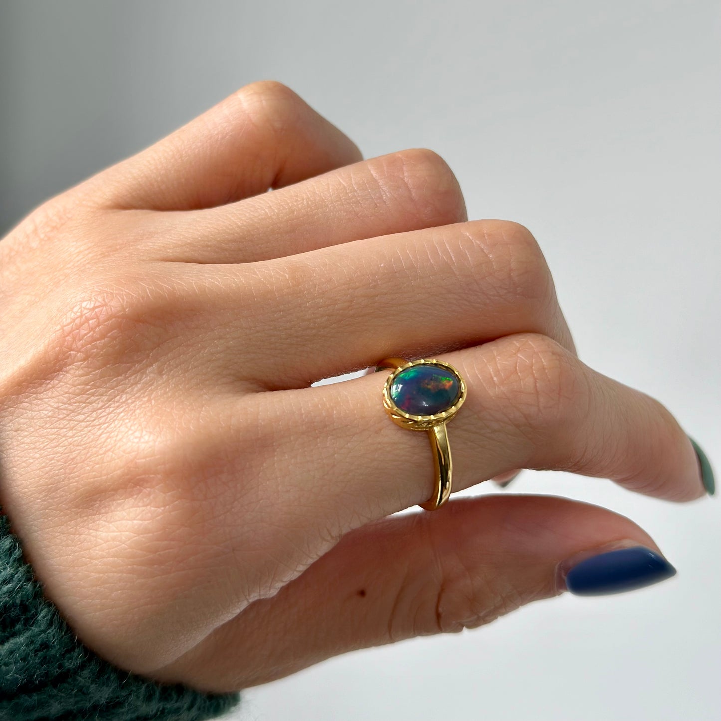 Black Opal Gold-plated Sterling Silver Ring