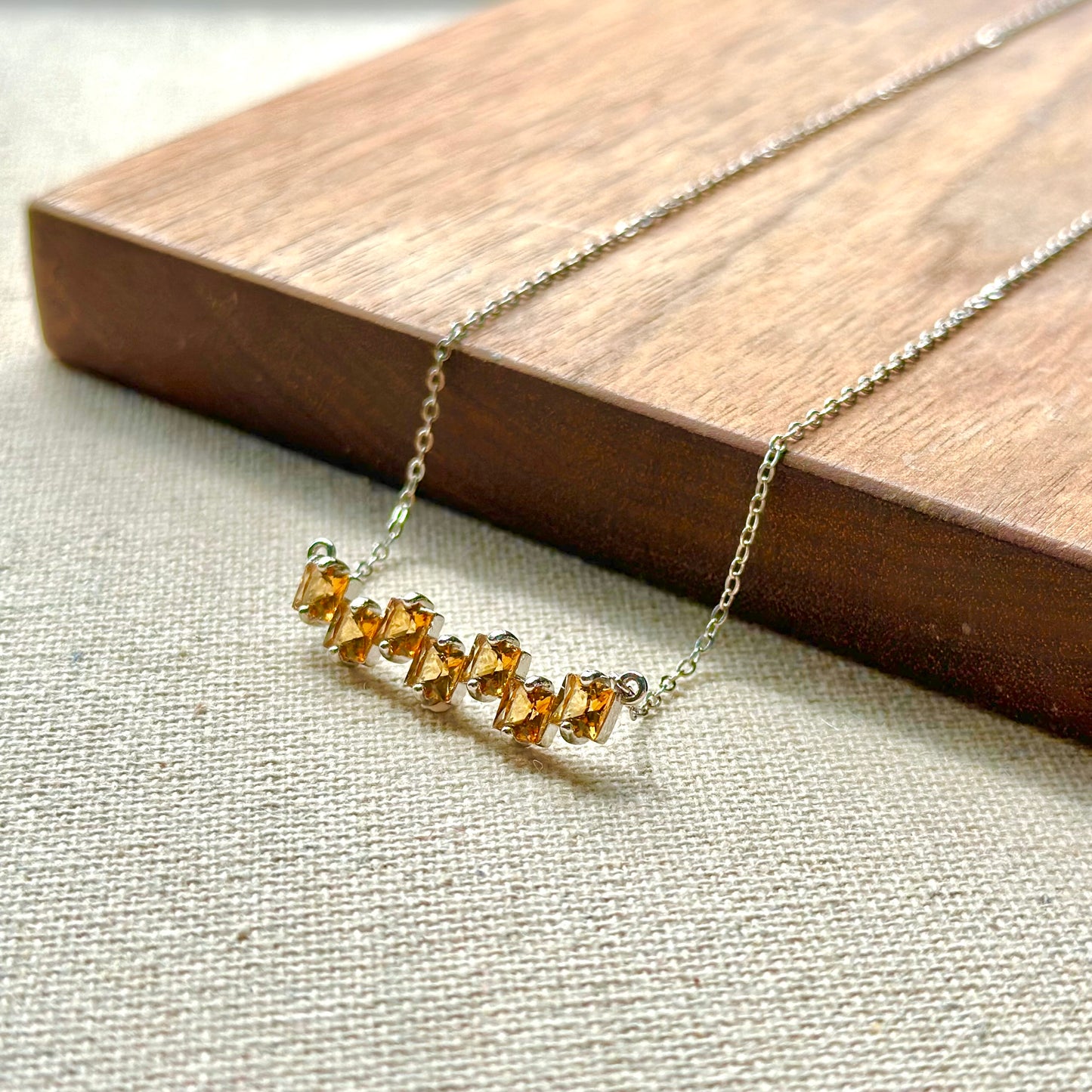 Citrine November Birthstone Sterling Silver Necklace