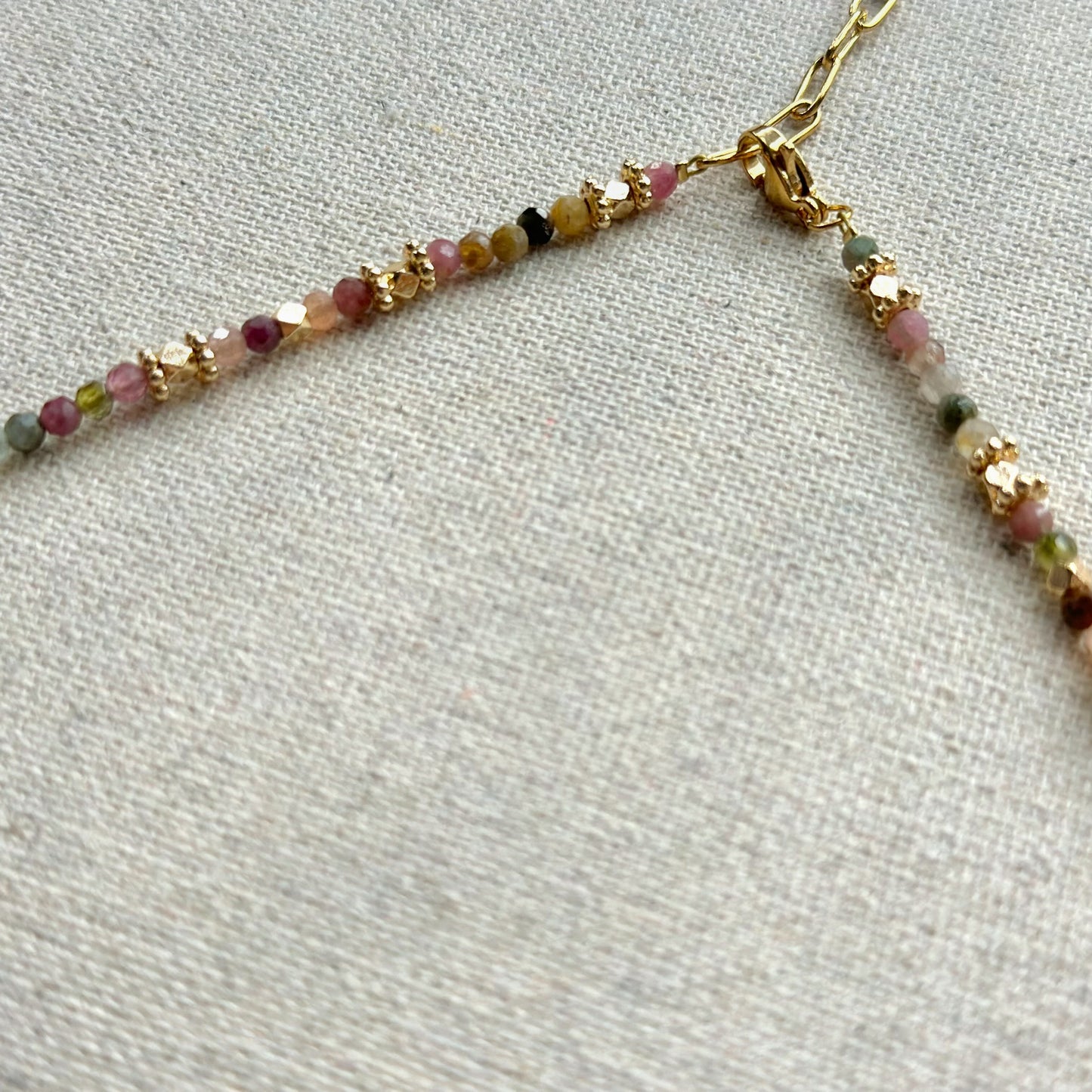 Pink Sapphire And Tourmaline Beaded Necklace