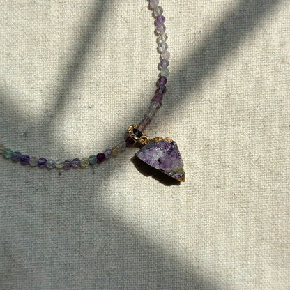 Fluorite Beaded Detachable Amethyst Beaded Necklace