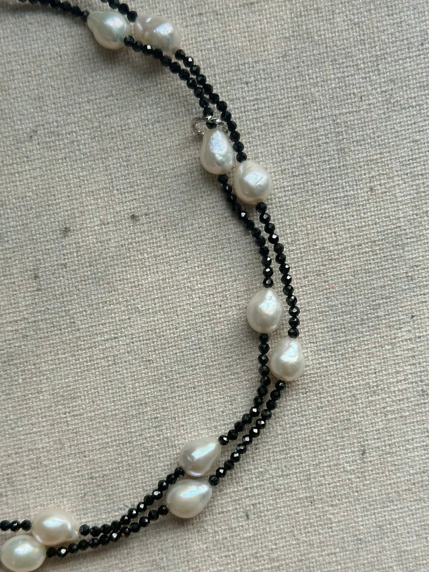 Multi-way Black Spinel And Freshwater Pearl Beaded Long Necklace