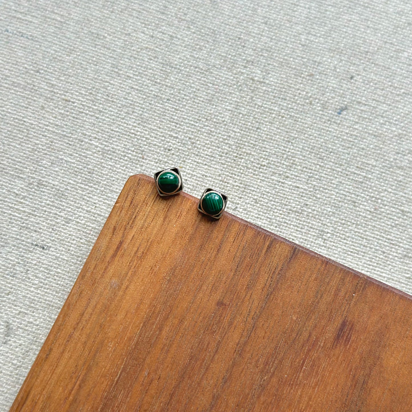 Malachite Sterling Silver Ear Stud