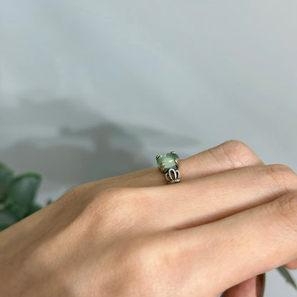 Prehnite Vintage Inspired Adjustable Sterling Silver Ring