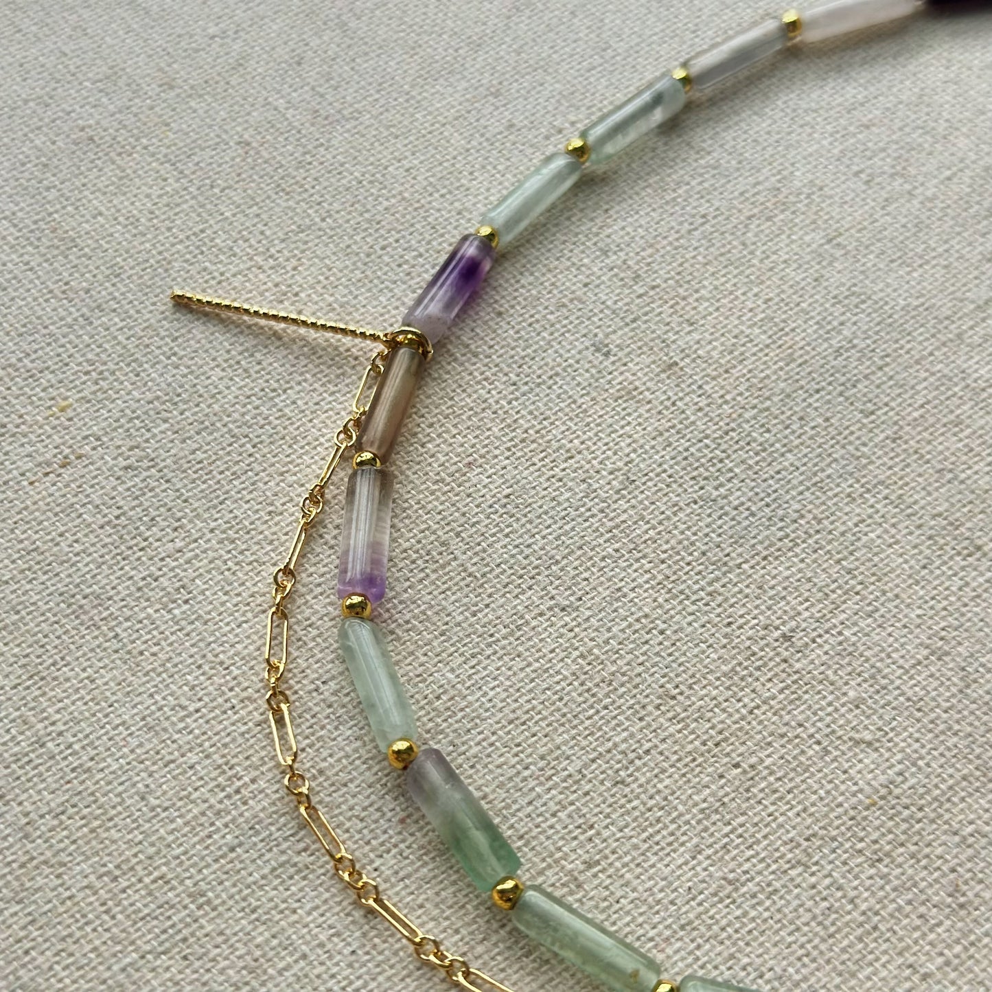 Flourite Beaded And Dangling Gold-plated Necklace