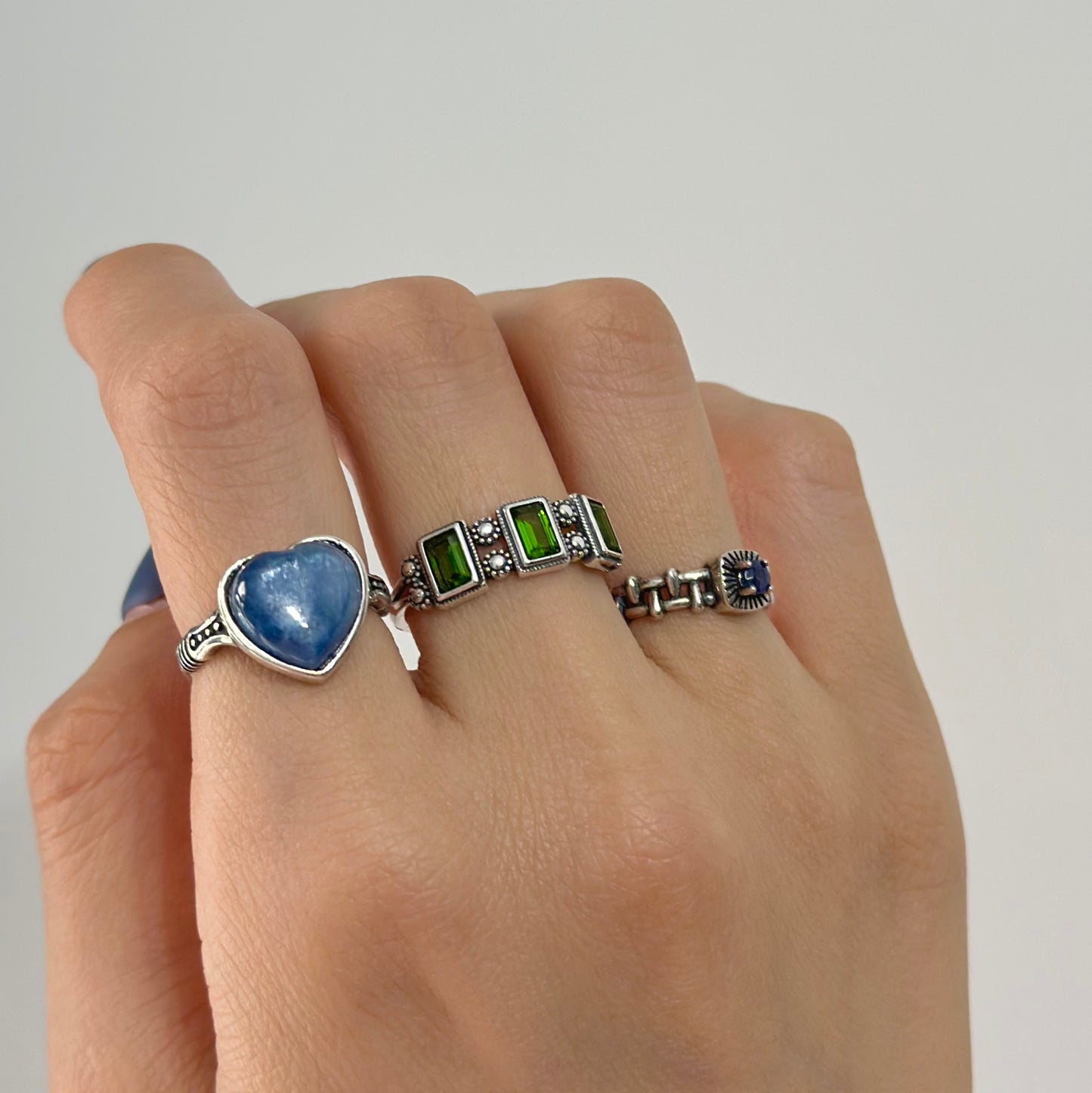 Sapphire Woven Cutout Adjustable Sterling Silver Ring