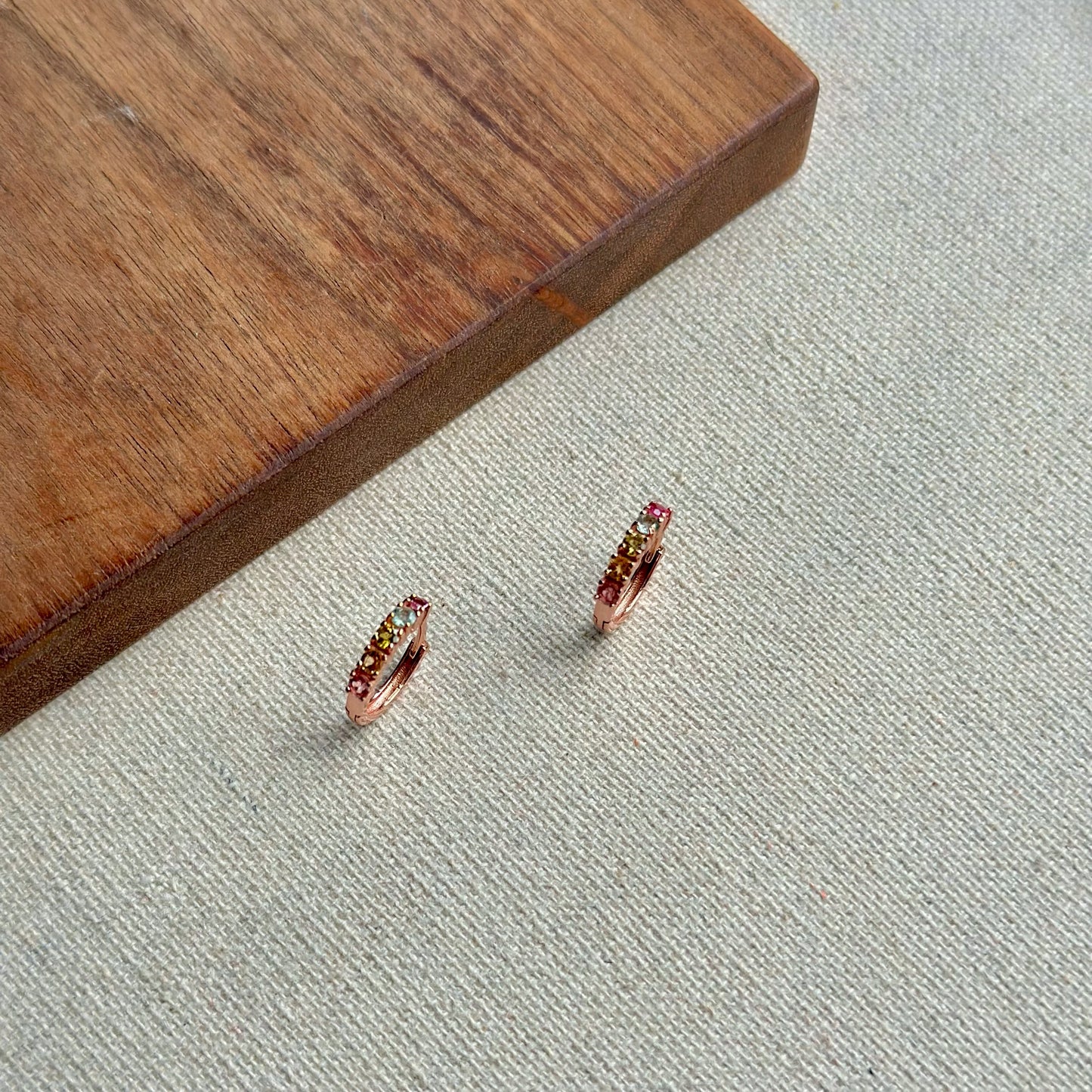 Mixed Tourmaline Rose Gold-plated Ear Hoop