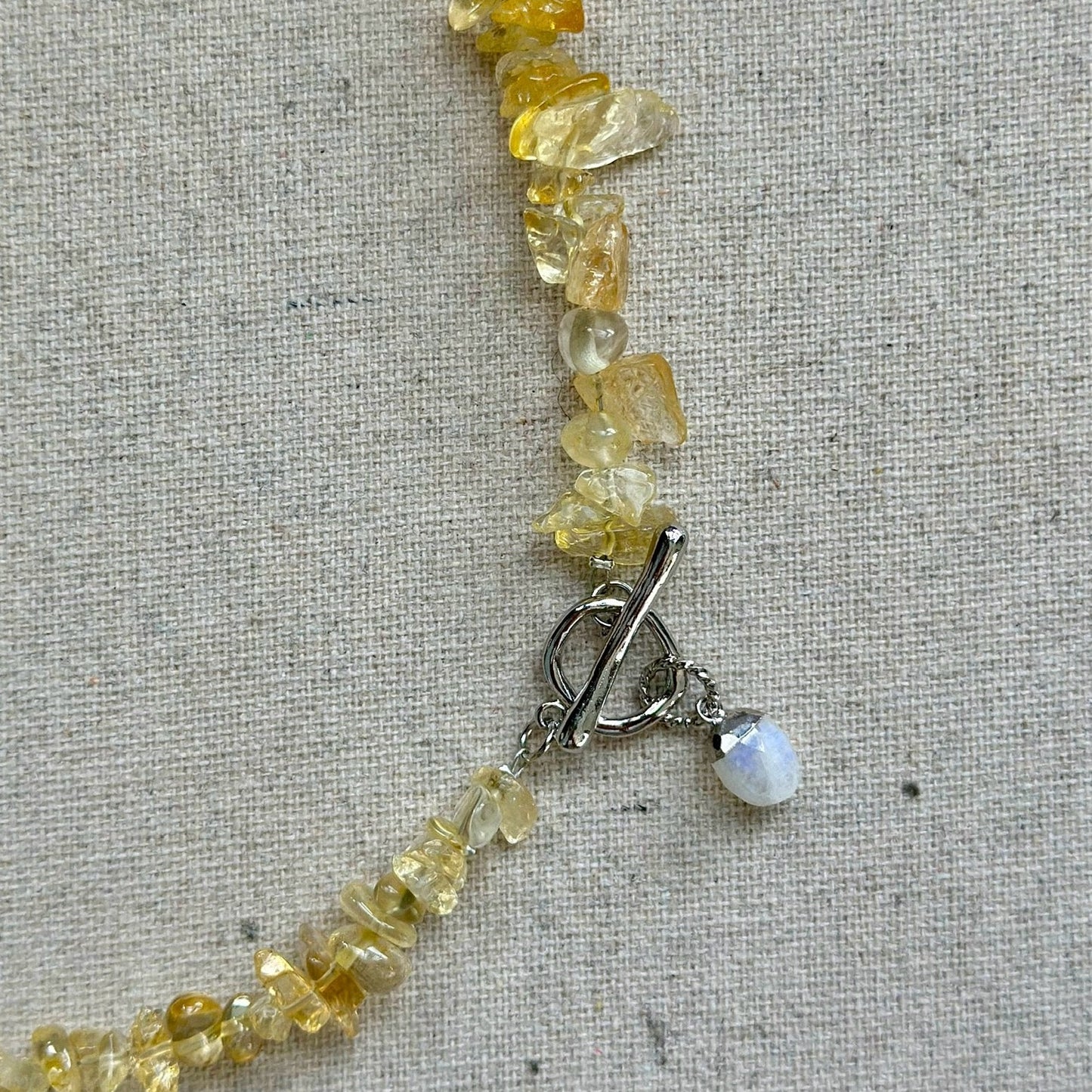 Citrine Beaded And Moonstone Hoop Toggle Necklace