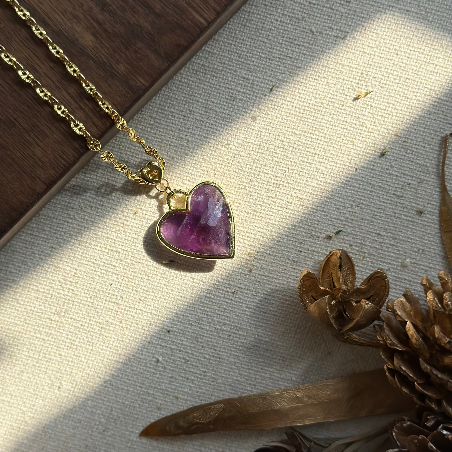 Amethyst Heart Gold-plated Sterling Silver Necklace