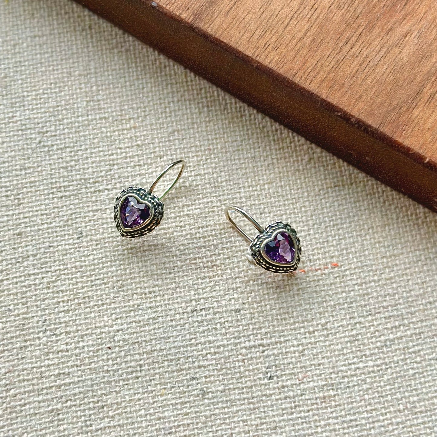 Amethyst Heart February Birthstone Sterling Silver Earring