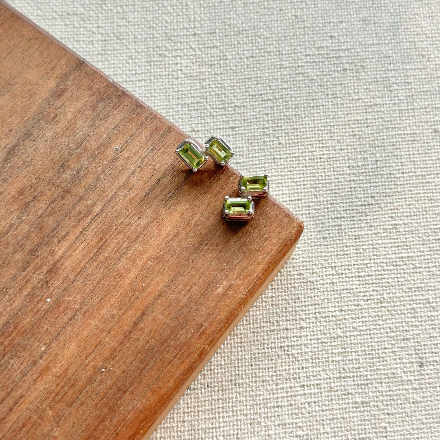 Double Peridot Sterling Silver Ear Stud