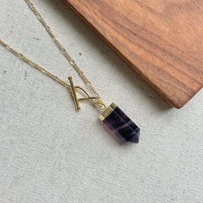 Fluorite Hoop Toggle Gold-plated Long Necklace