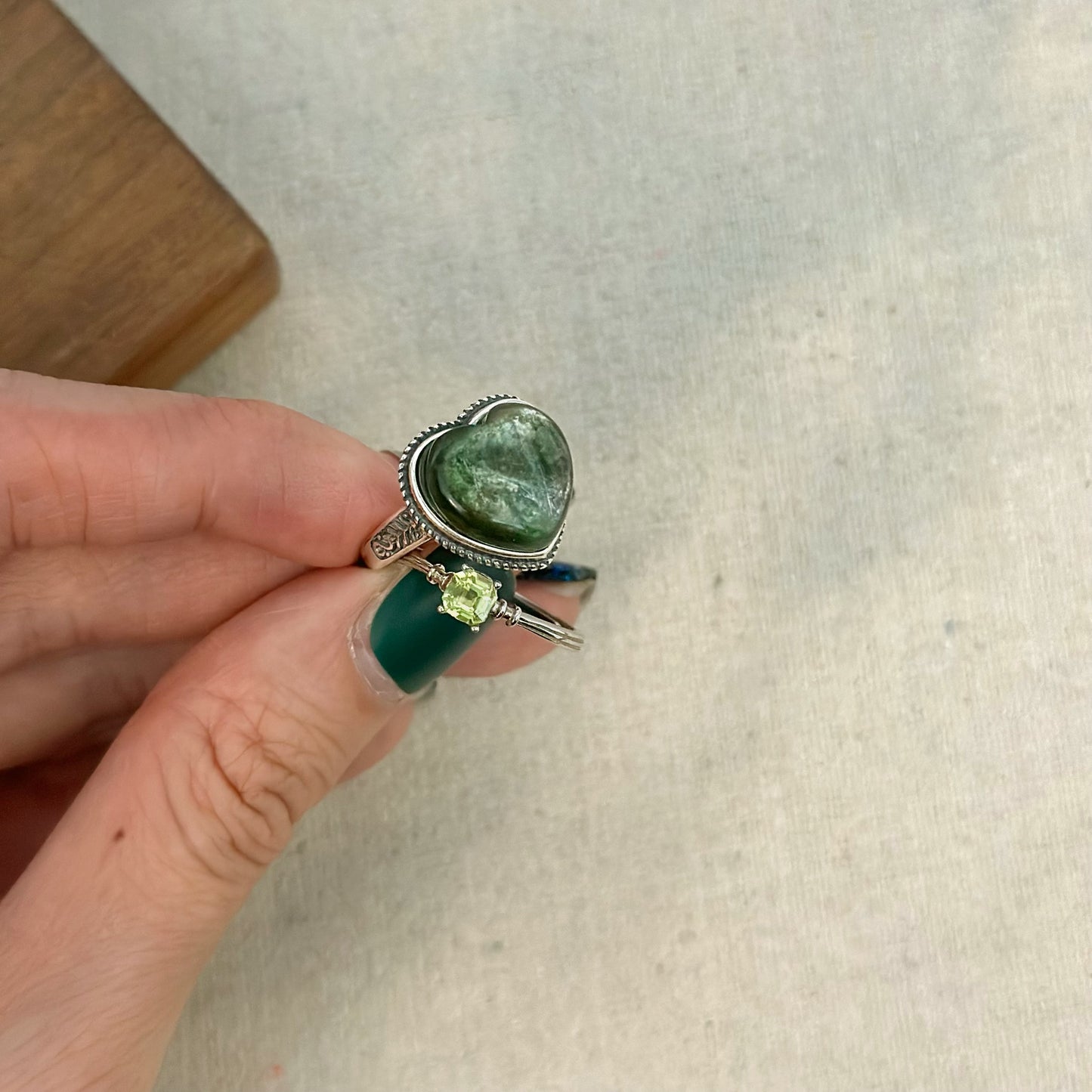 Green Tourmaline Adjustable Sterling Silver Ring