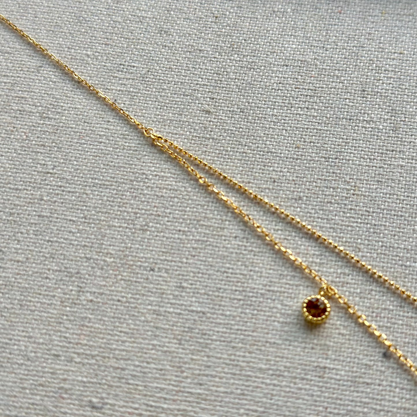 Mixed Tourmaline Dangling Double Layer Gold-plated Necklace