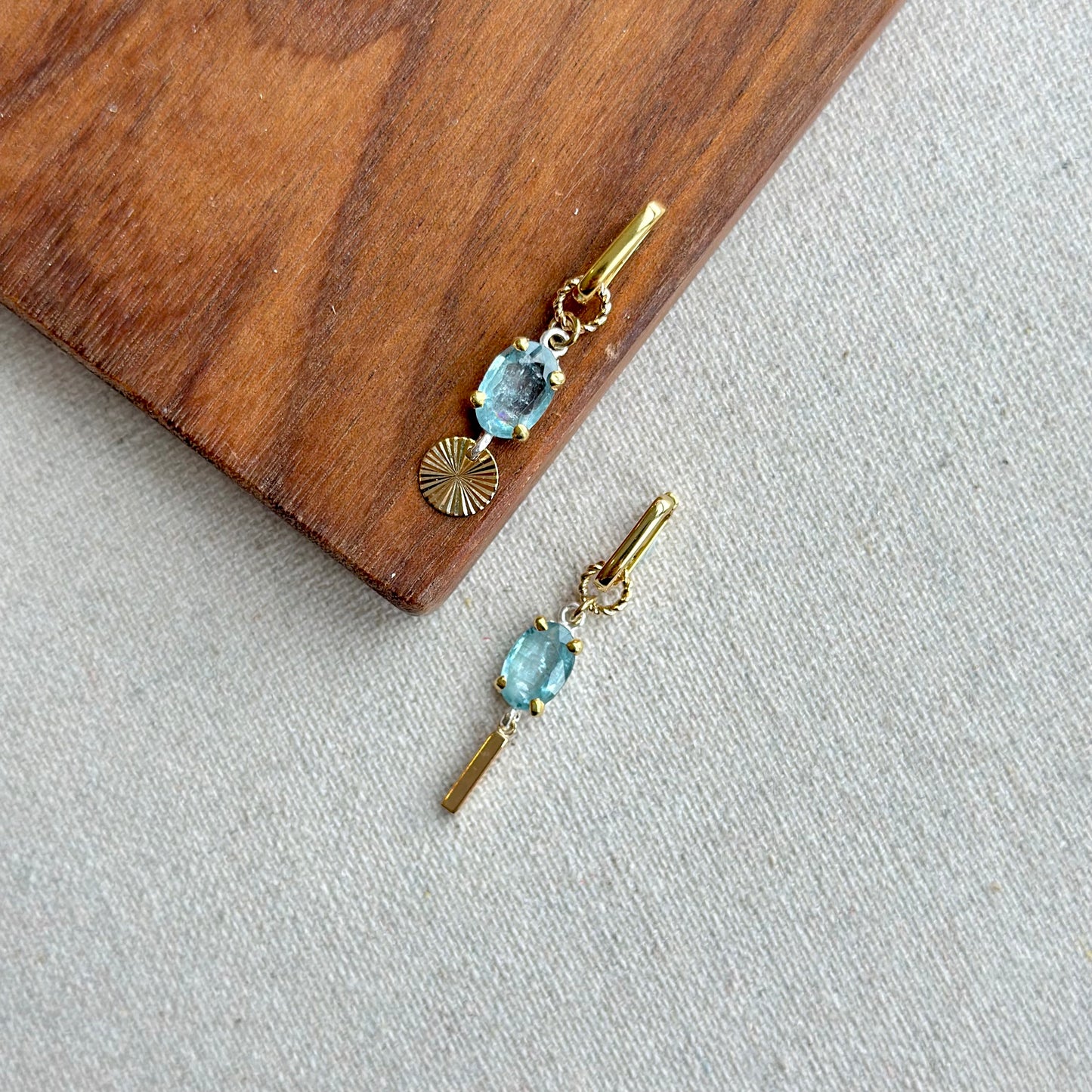 Kyanite Two-way Gold-plated Sterling Silver Hoop