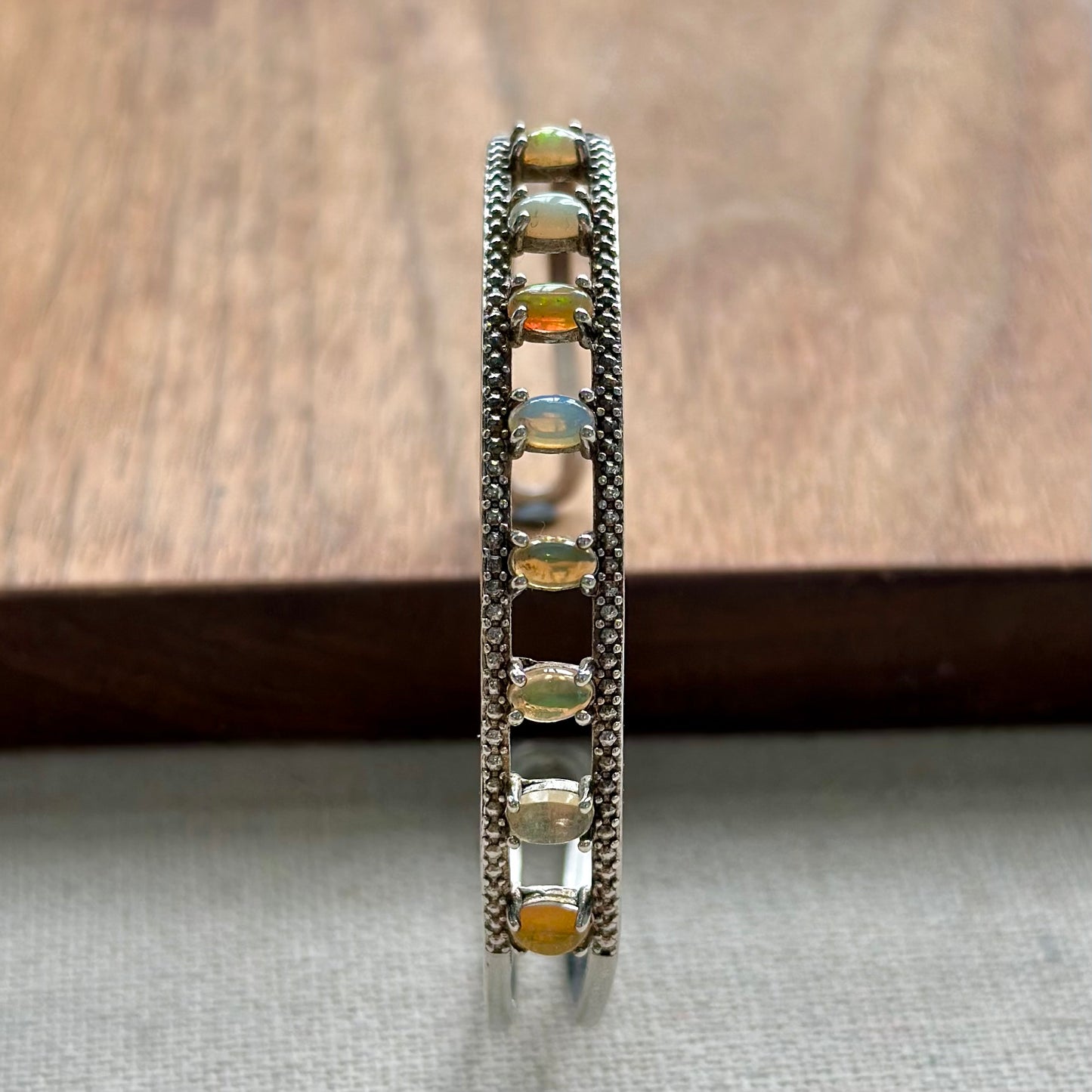 Opal Sterling Silver Bangle