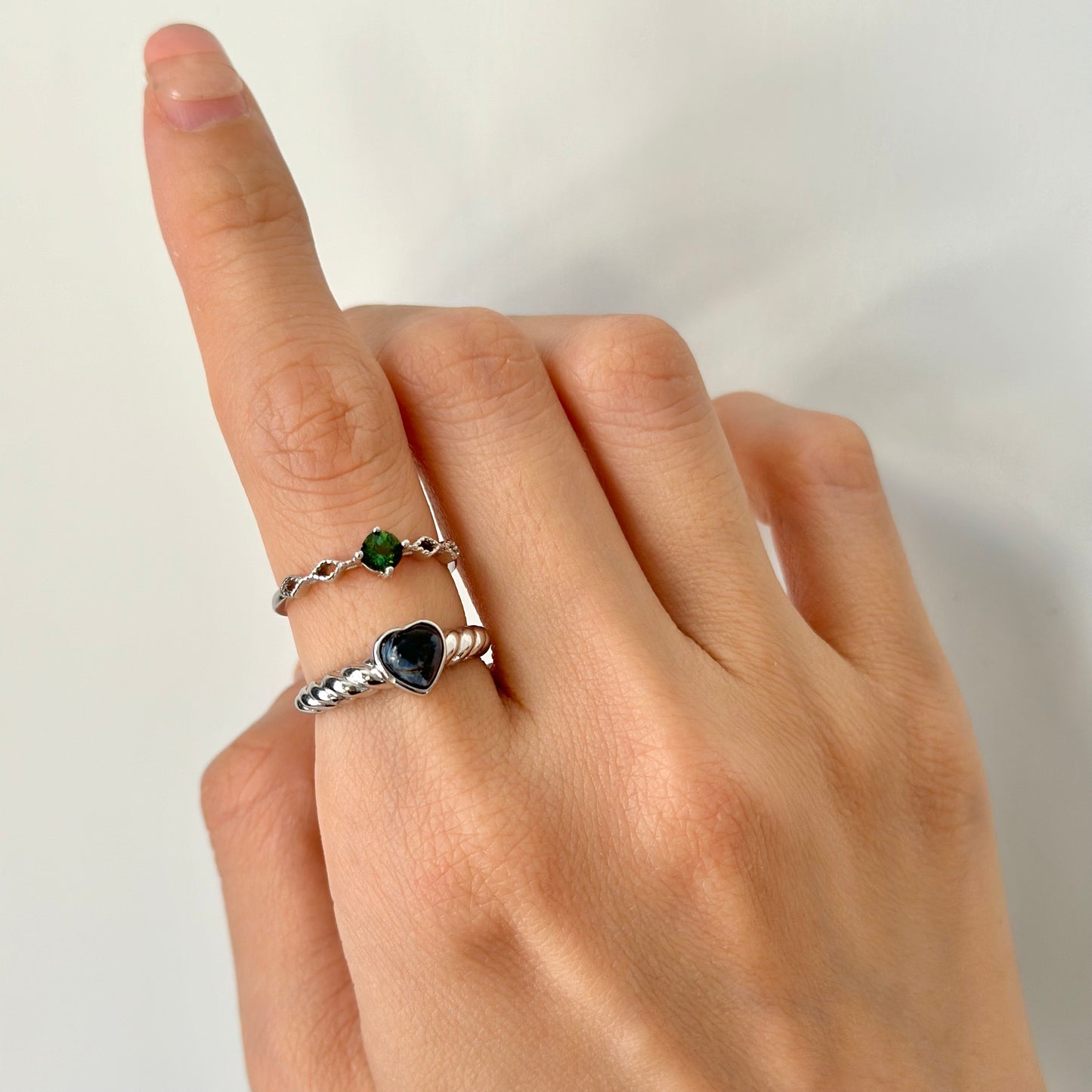 Green Tourmaline October Birthstone Adjustable Sterling Silver Ring