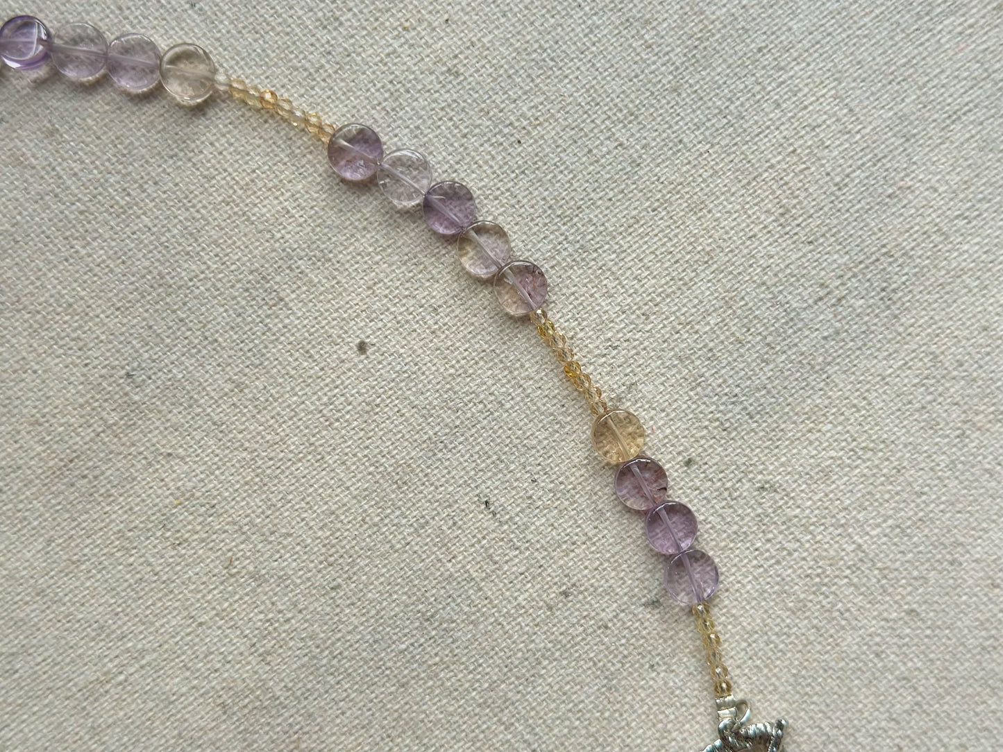 Ametrine And Citrine Raw Stone Hoop Toggle Necklace