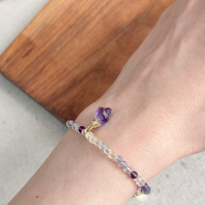 Fluorite Beaded And Amethyst Bracelet