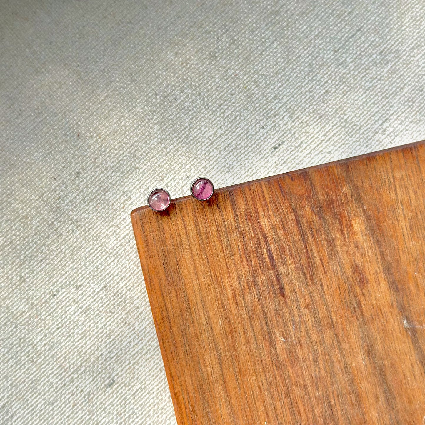 Pink Tourmaline October Birthstone Sterling Silver Ear Stud