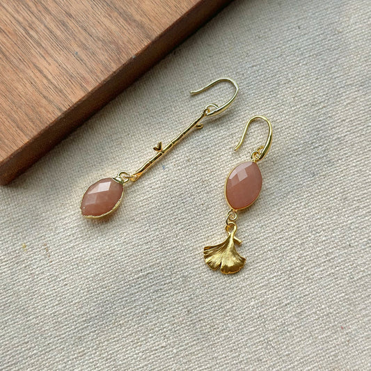 Sunstone Floral Gold-plated Earring