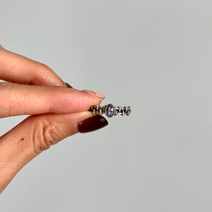 Topaz Woven Cutout Band Adjustable Sterling Silver Ring