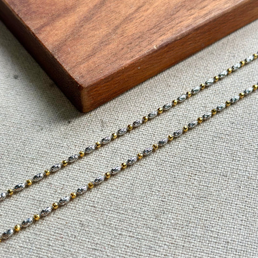 Two Tone Gold-plated Dotty Mixed Chain Sterling Silver Necklace