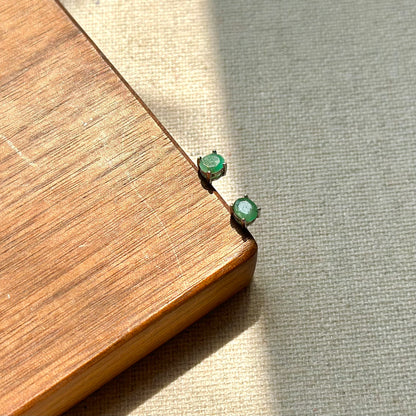 Emerald May Birthstone Prong Set Sterling Silver Stud