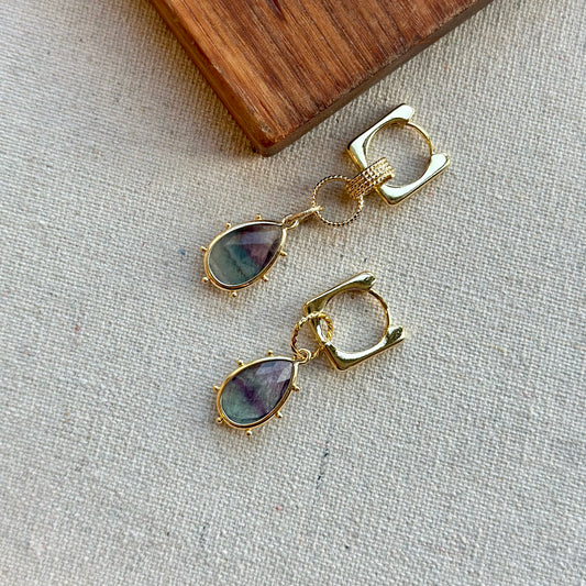 Fluorite Two-way Gold-plated Ear Hoop