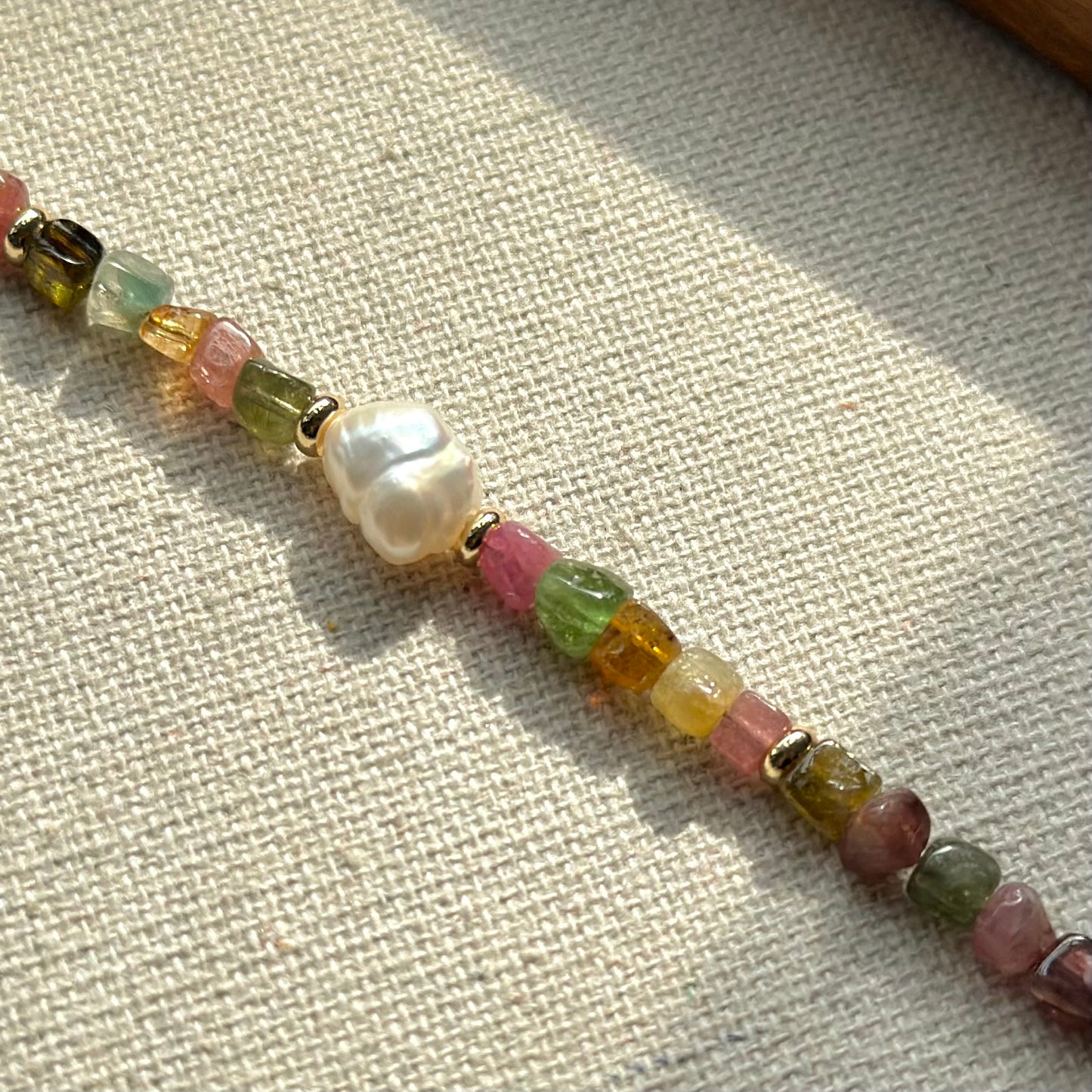 Tourmaline And Freshwater Pearl Beaded Bracelet