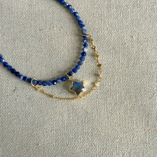 Sodalite Beaded And Labradorite Star Bracelet