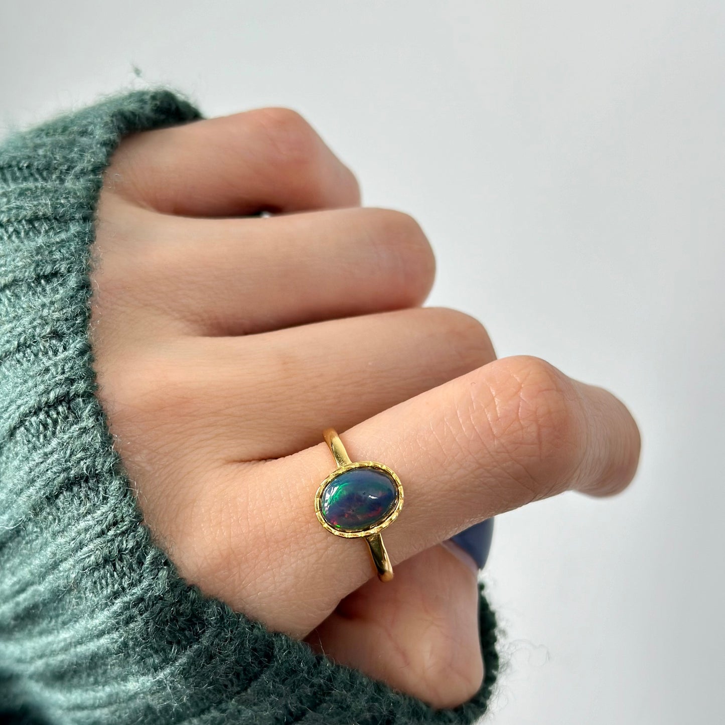 Black Opal Gold-plated Sterling Silver Ring