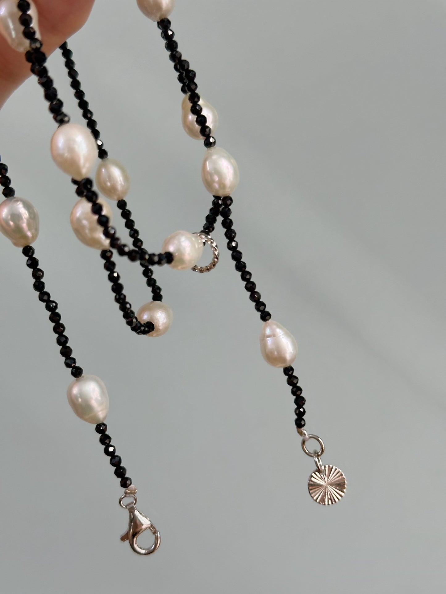 Multi-way Black Spinel And Freshwater Pearl Beaded Long Necklace