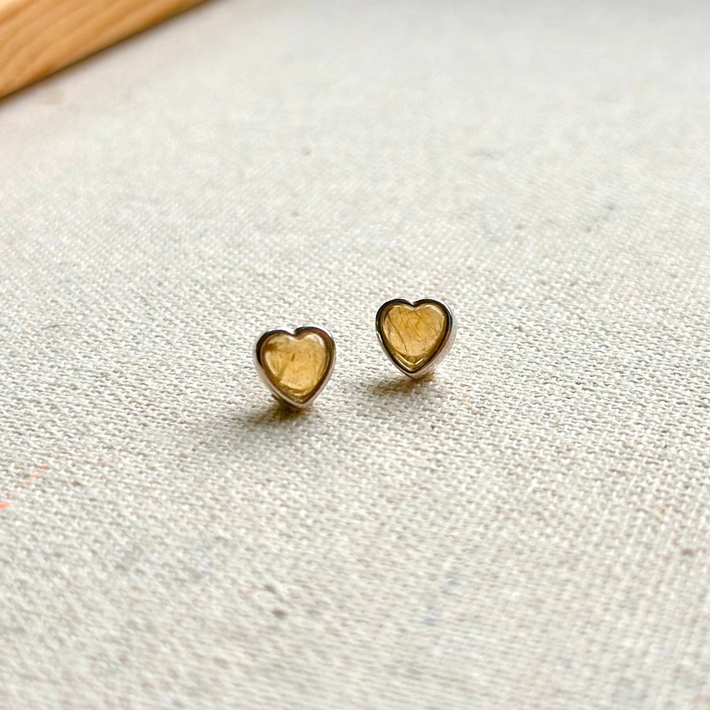 Yellow Tourmaline Heart Sterling Silver Ear Stud