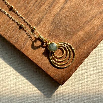 Labradorite Gold-plated Dotty Chain Long Necklace